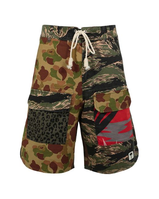 Palm Angels Multicolor Mixed Print Cotton Shorts for men