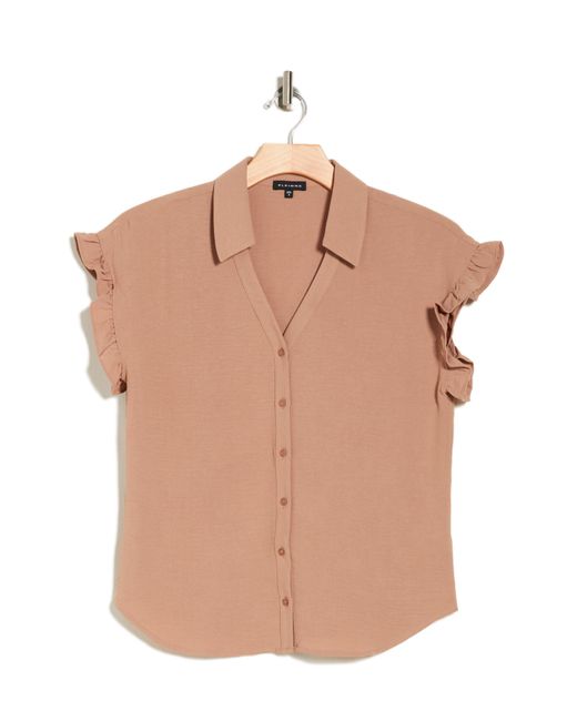 Pleione Pink Crinkle Button-up Shirt