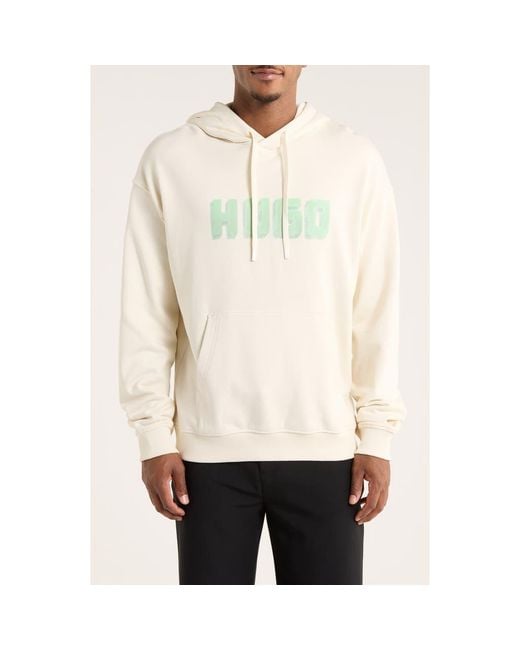 HUGO Natural Diqerio Graphic Hoodie for men