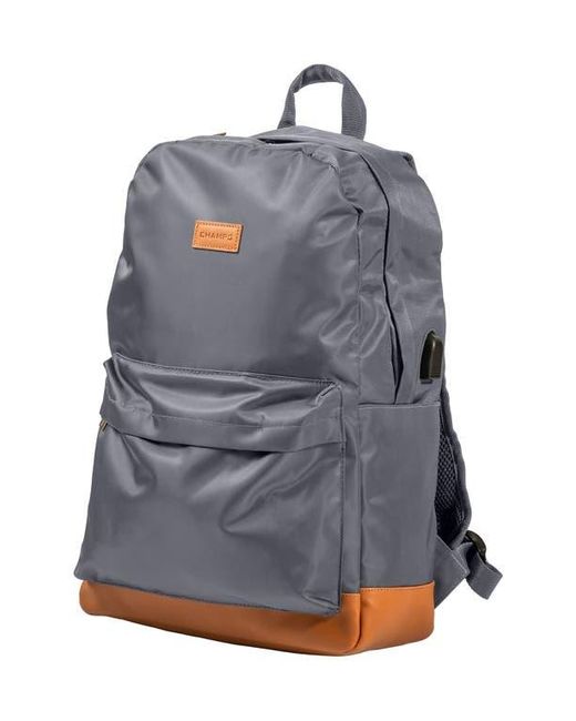 CHAMPS Gray Water Resistant Nylon Backpack for men