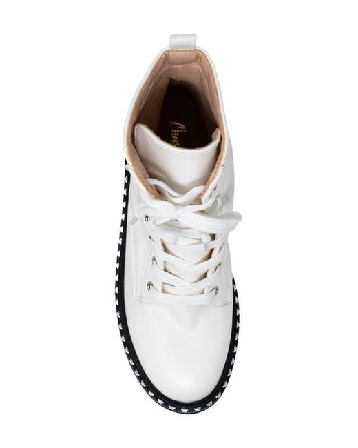 In Touch Footwear White Mira Studded Lug Combat Boot