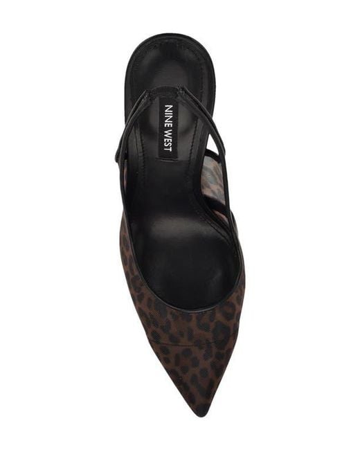 Nine West Black Feather Pointed Toe Slingback Pump