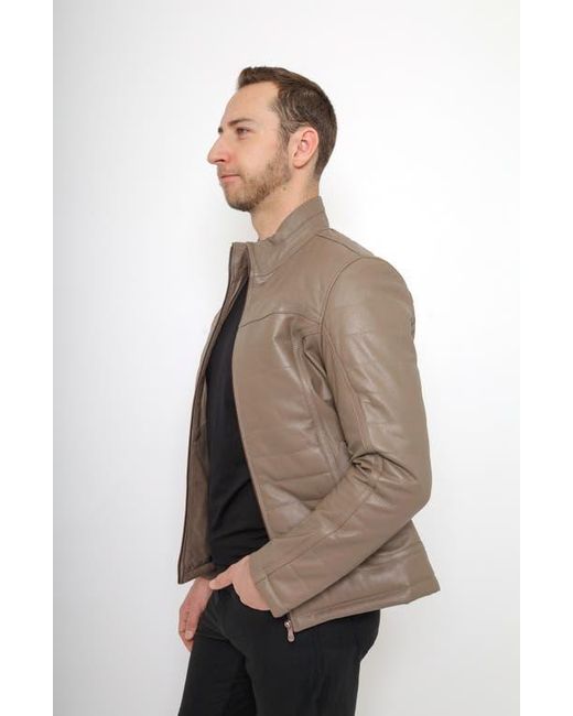 PINOPORTE Black Quilted Leather Jacket for men