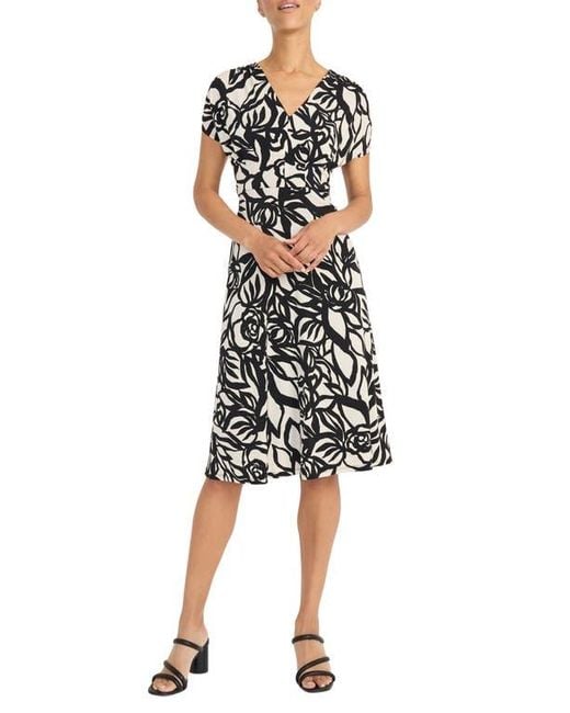 Maggy London White Pleated Bodice Midi Dress