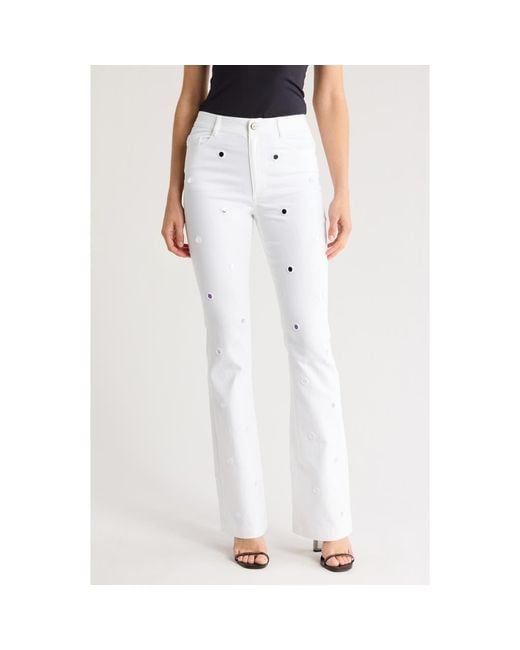 Cinq À Sept White Shilene Mirror Sequin Flare Pants