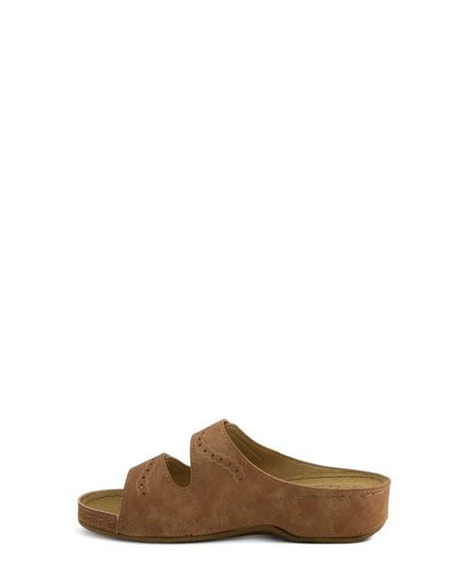 Flexus by Spring Step Brown Double Strap Wedge Sandal