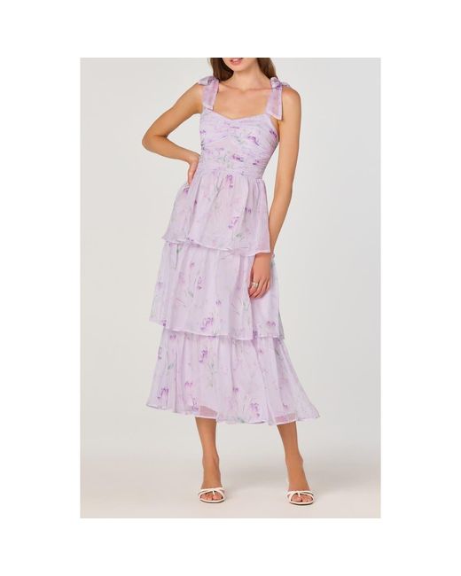 Astr Purple Tiered Tie Strap Sundress