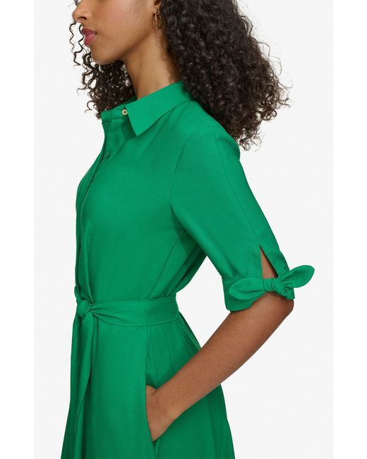 Calvin Klein Green Belted Shirtdress
