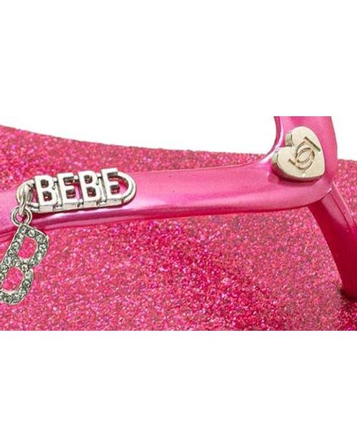 Bebe Pink Glittery Thong Sandal