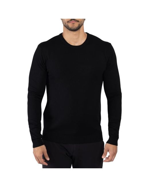 Xray Jeans Black Crewneck Knitted Viscose-Blend Pullover Sweater for men
