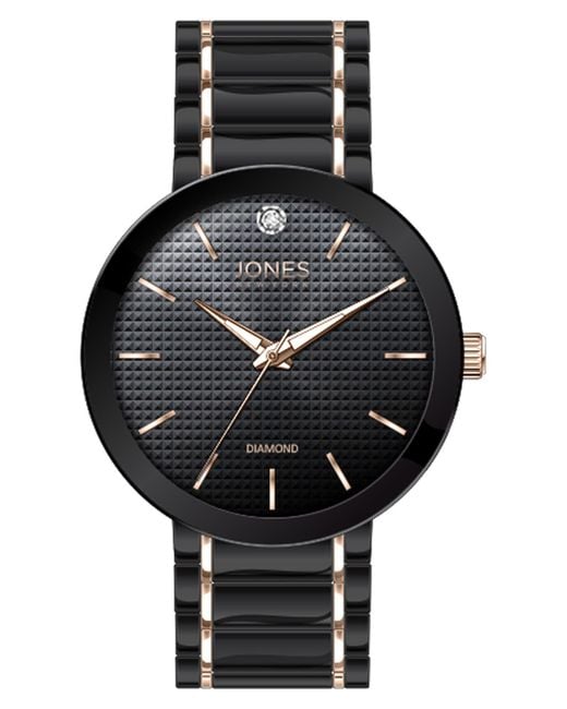 Jones New York Black Diamond Accent Three-hand Quartz Bracelet Watch for men