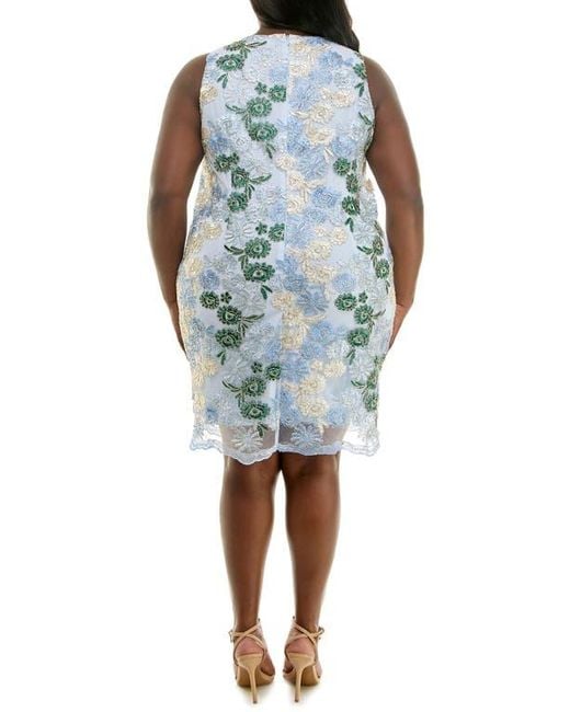 Nina Leonard Embroidered Lace Sheath Dress in Blue | Lyst Nina Leonard Embroidered Lace Sheath Dress in Blue | Lyst