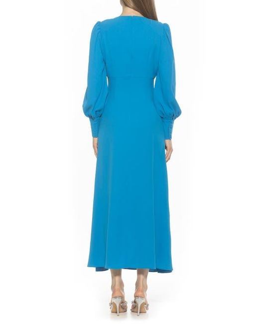 Alexia Admor Blue Yesenia Long Sleeve Empire Waist Maxi Dress