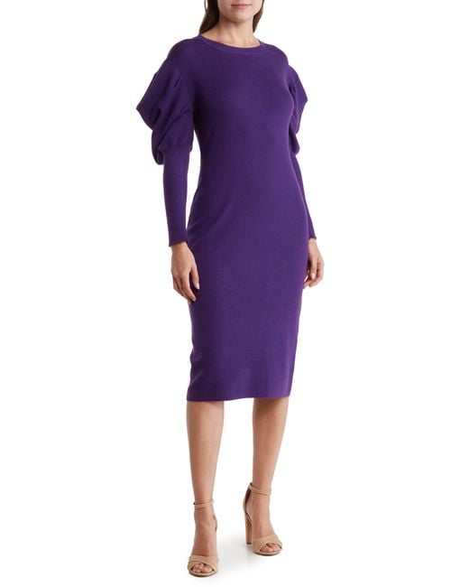 AREA STARS Ruffle Knit Dress in Purple Lyst