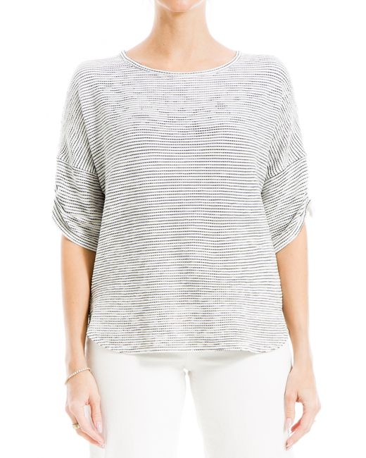 Max Studio Gray Ruched Sleeve Top