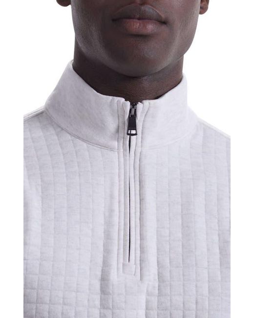 Bugatchi Gray Waffle Quarter Zip Cotton Blend Pullover for men