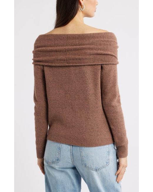 Open Edit Blue Twisted Collar Sweater