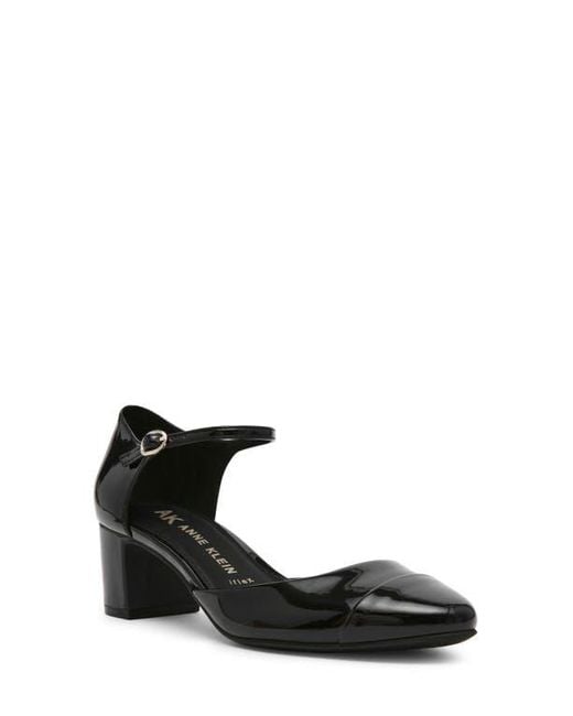 Anne Klein Black Picus Ankle Strap Pump