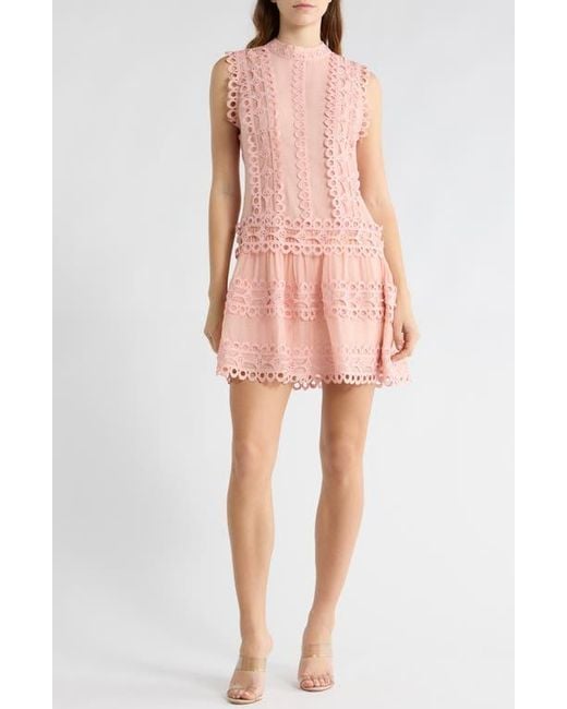 love by design lace dress Love By Design Amber Long Sleeve Lace Fit & Flare Dress in Pink
