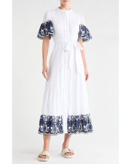 by design southampton embroidered maxi dress Love By Design Southampton Embroidered Maxi Shirtdress in White