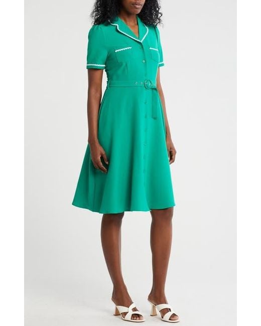 Nanette Lepore Tipped Scalloped Trim Shirtdress in Green | Lyst