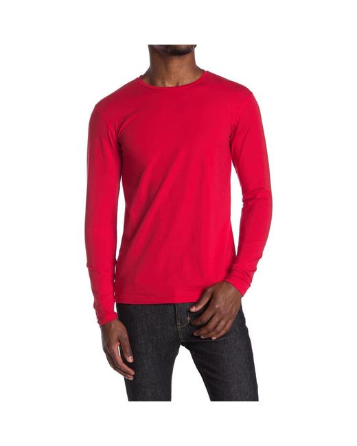 Xray Jeans Red Crewneck Long Sleeve T-Shirt for men
