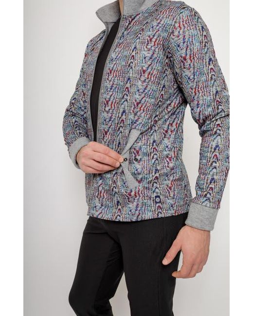 PINOPORTE Blue Handfill Bomber Jacket for men