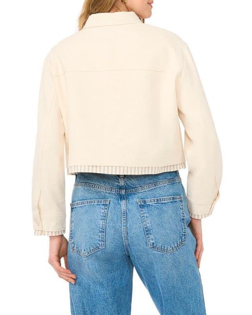 Halogen® Blue Crop Twill Shirt Jacket