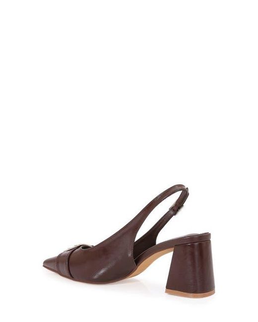 BERNESS Brown Block Heel Slingback Pump