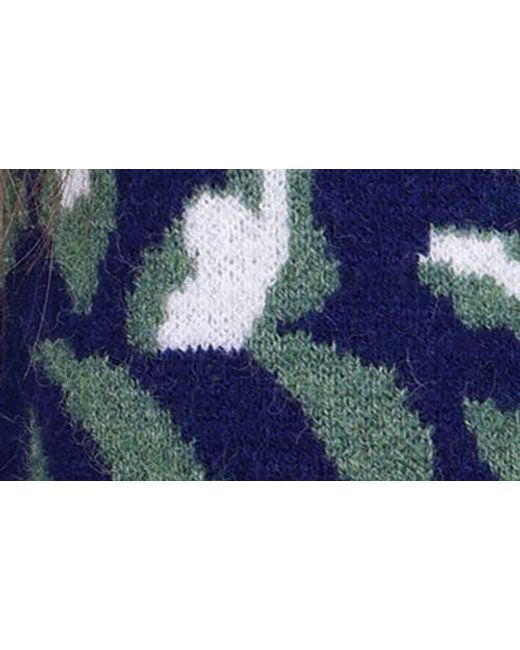 Saachi Blue Leopard Patchwork Knit Cardigan Sweater