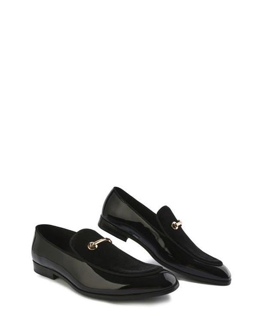 Gino Vitale Black Velvet & Patent Leather Bit Loafer for men