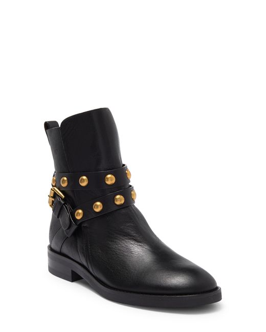 See By Chloé Black Studded Velvet Calf Boot