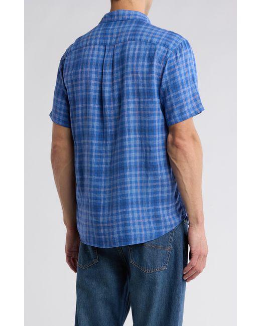 Lucky Brand Blue San Gabriel Plaid Short Sleeve Button-up Shirt for men