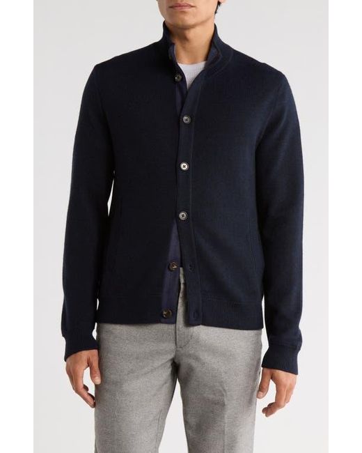 Bruno Magli Blue Merino Wool Button Jacket for men