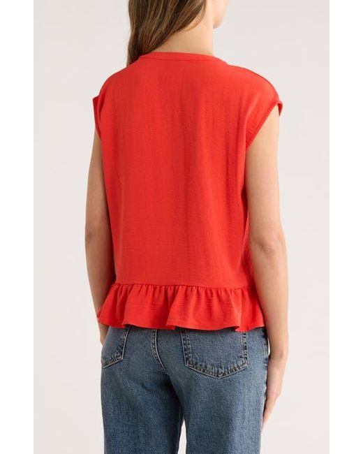 Bobeau Red Airflow Sleeveless Button-Up Top