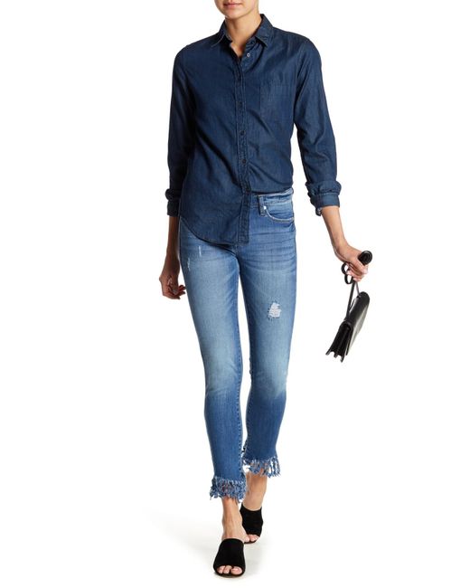 Fringe hem skinny deals jeans
