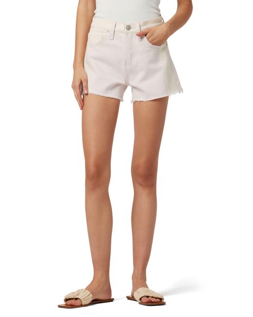 Hudson Jeans Lori High Rise Cutoff Jeans Shorts In Egret And Light Pi