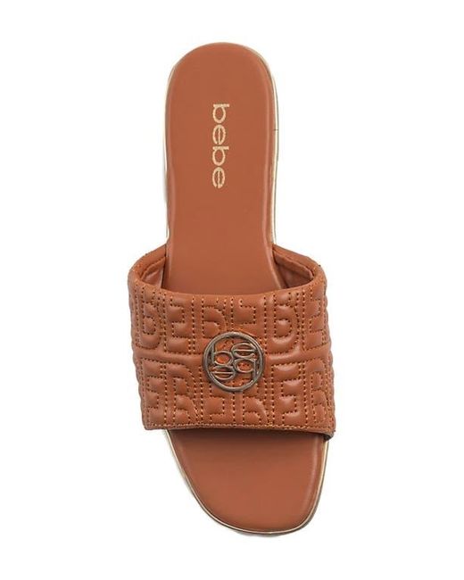 Bebe Brown Quilted Slide Sandal