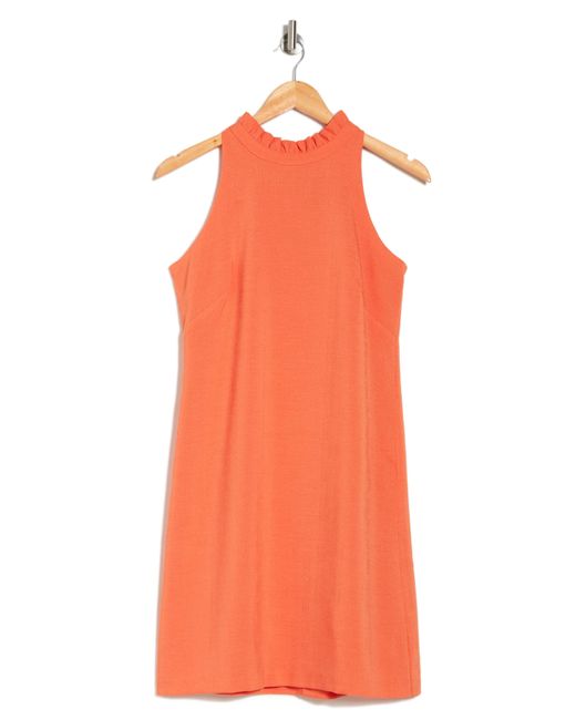 Vince Camuto Orange Ruffle Neck Sleeveless Dress