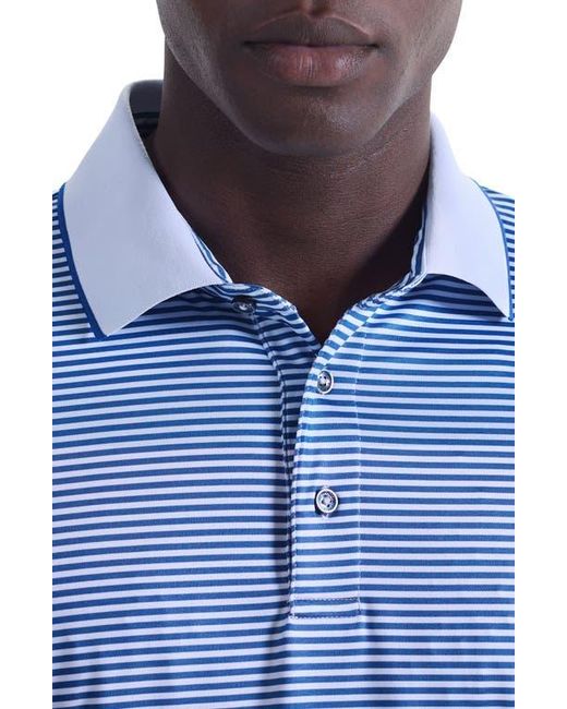 Bugatchi Blue Three-Button Performance Polo for men
