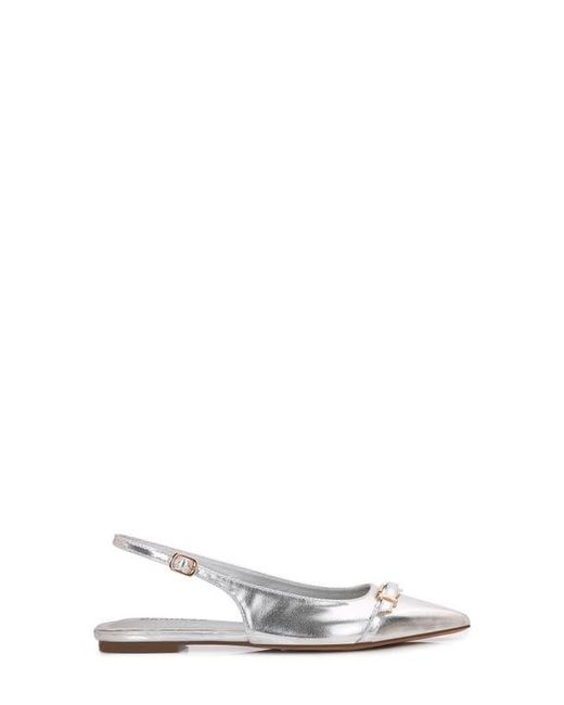BERNESS White Chantal Pointed Toe Slingback Flat