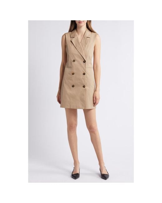French Connection Natural Coco Sleeveless Double Breasted Twill Blazer Minidress