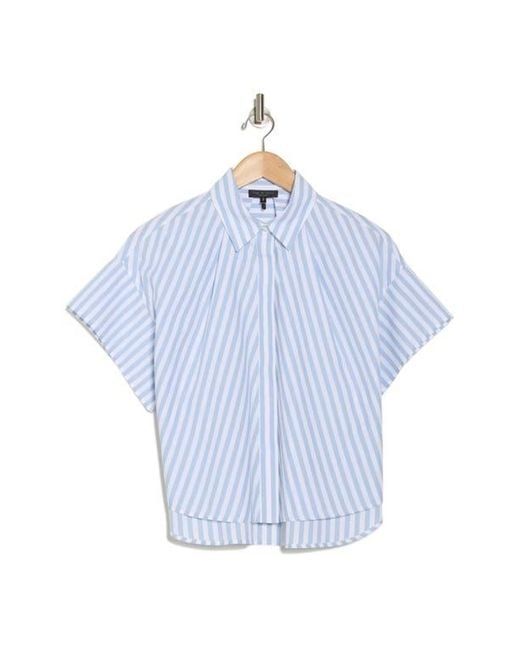 Rag & Bone Blue Maura Stripe Cotton Poplin Button-Up Shirt