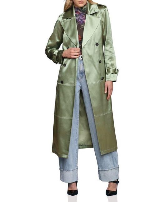 Avec Les Filles Green Double Breasted Satin Coat