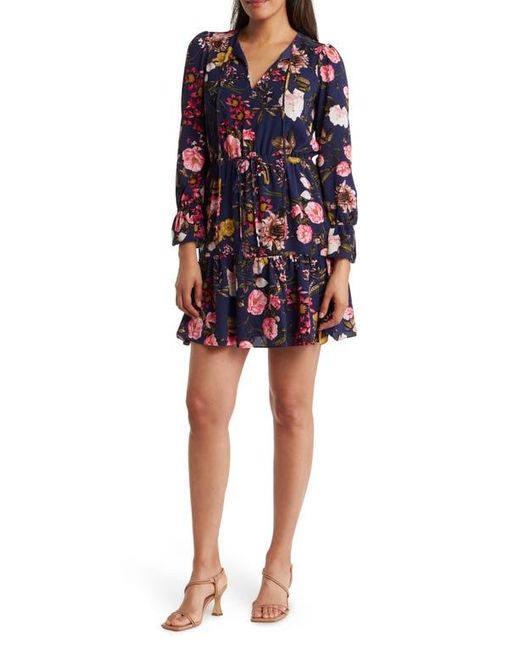 Eliza J Floral Print Long Sleeve Ruffle Dress in Red Lyst