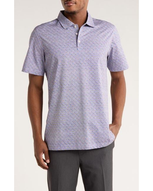 Bugatchi Purple Abstract Print Stretch Cotton Polo for men