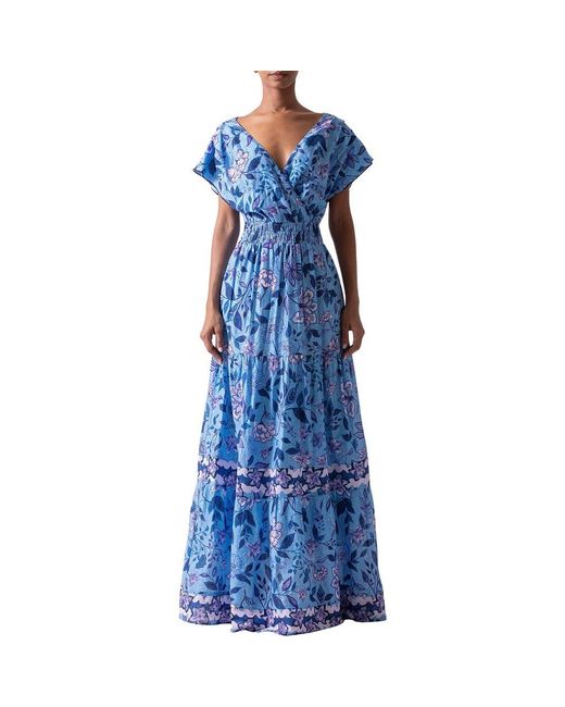 CELINA MOON Women's Blue Maha Maxi Dress