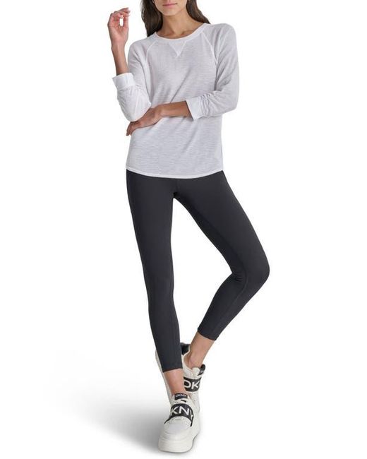 DKNY White Slub Waffle High-Low T-Shirt