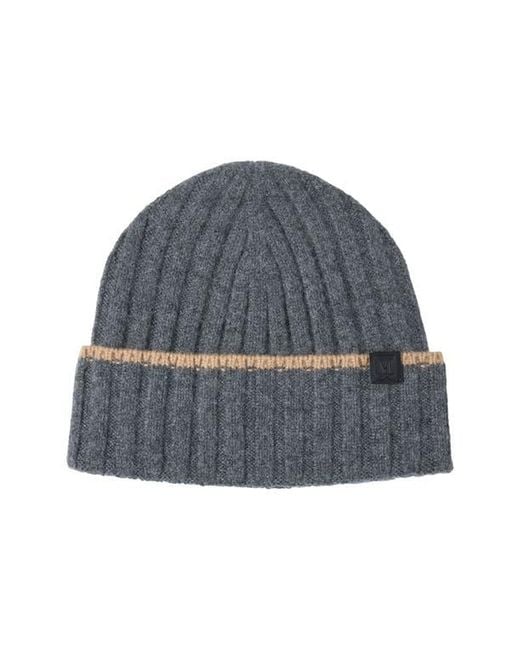 Bruno Magli Blue Cashmere Wide Rib Beanie for men
