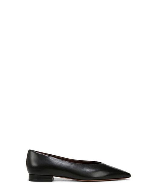 Vince Black Pointed Toe Leather Flat Shoes